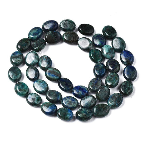 Pandahall Ass. perler og sten Chrysocolla og Lapis Lazuli, oval