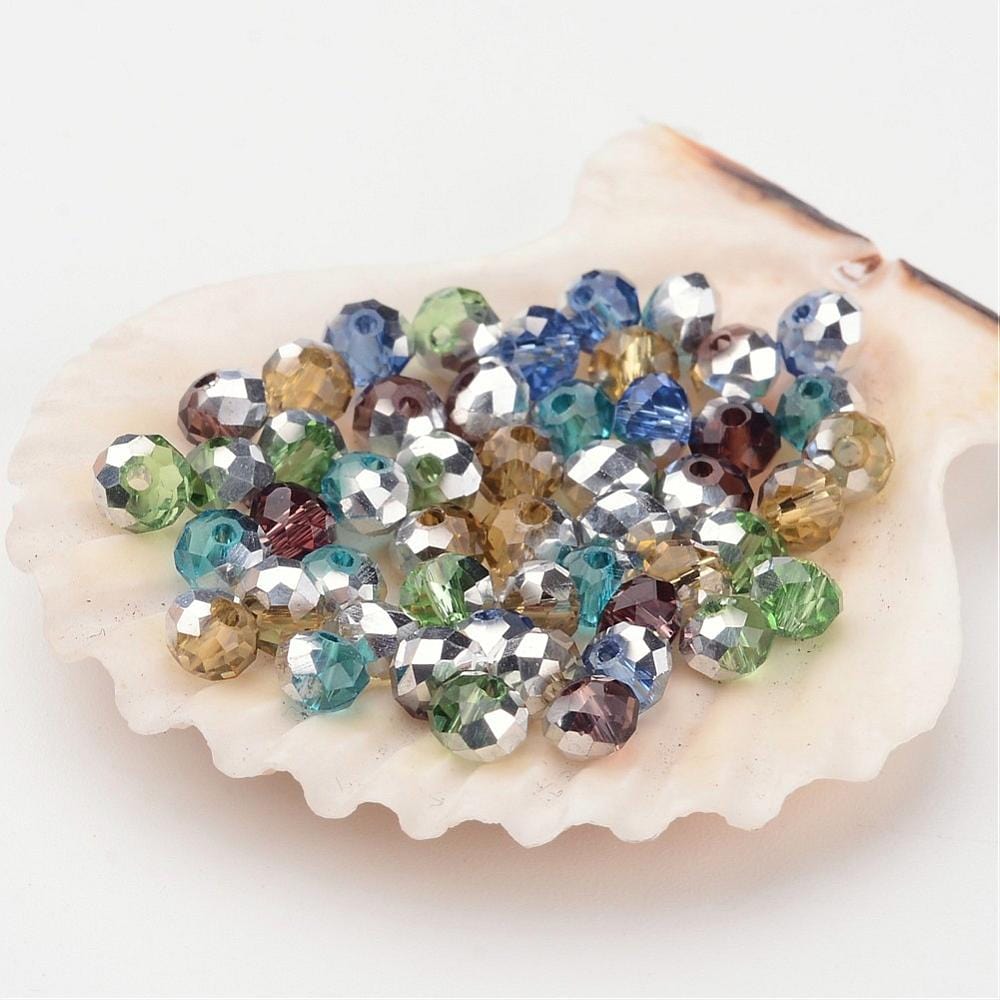 Pandahall Enkelt perler og sæt 100 stk. elektroplated glas perler str. 4x3 mm