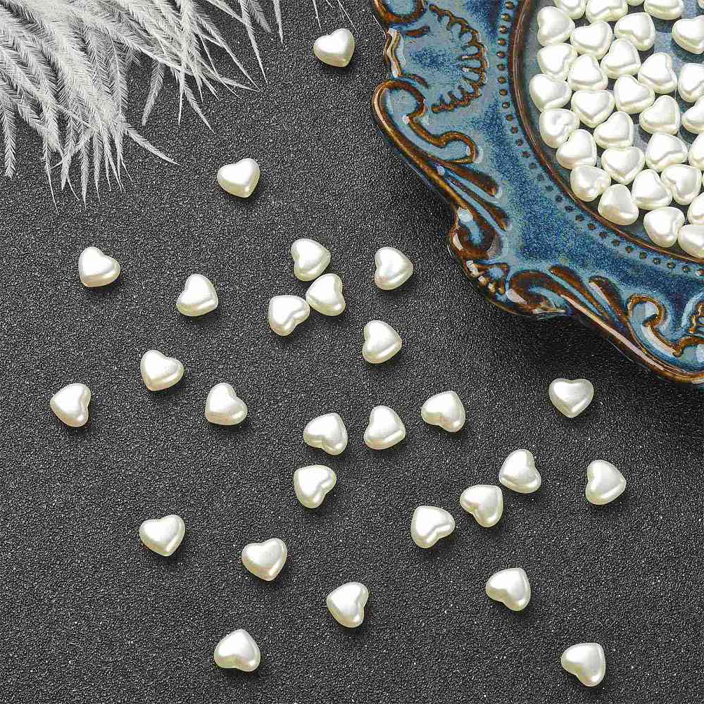 Pandahall Enkelt perler og sæt Akryl hjerter str. 7,5x9x5 mm, 50 stk.