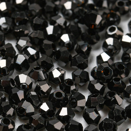 Pandahall Enkelt perler og sæt Elektroplatede Glasperler, Bicones, sorte, 2x2mm, 50 stk.