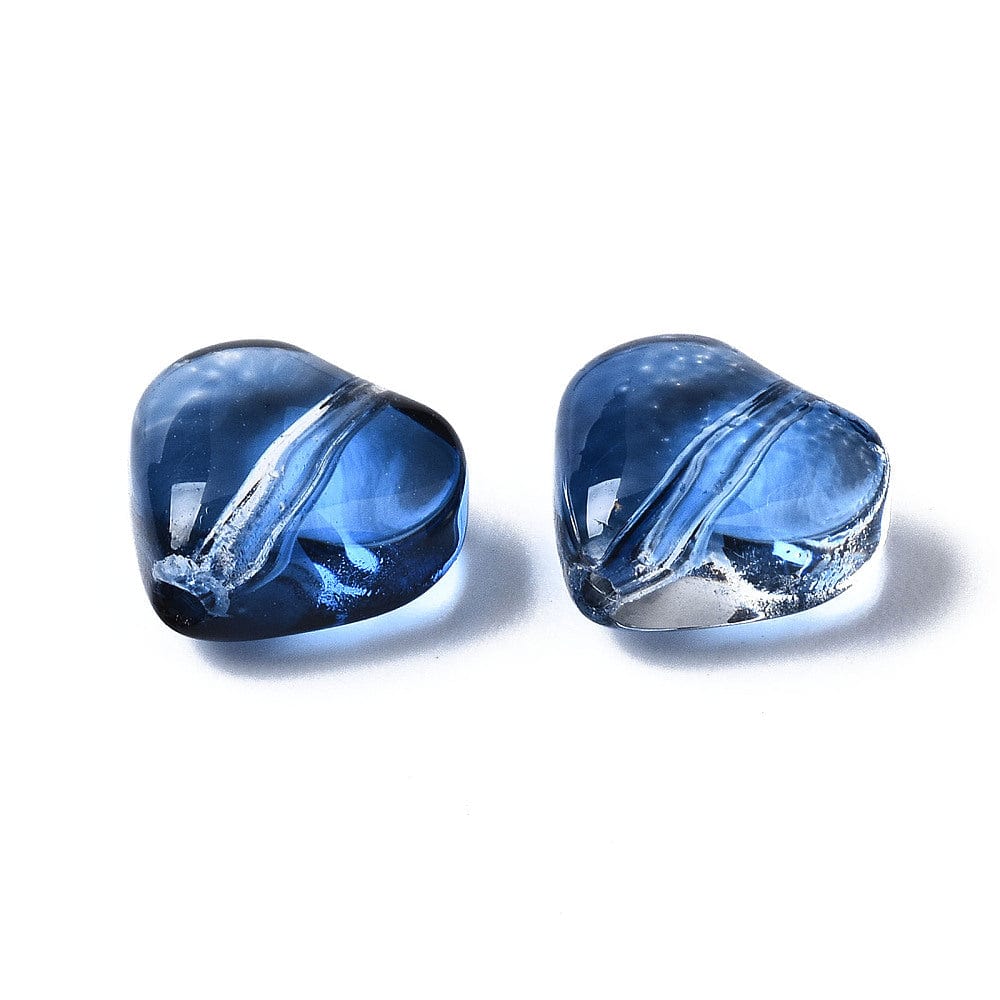 Pandahall Enkelt perler og sæt Glas Hjerter, blå, str. 7,5x8 mm, 6 stk.