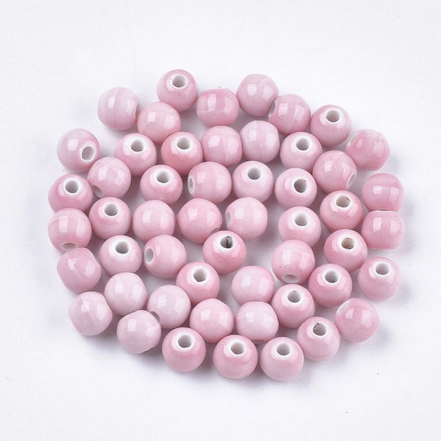 Pandahall Enkelt perler og sæt Porcelæns perler str. 7,5-8 mm, 20 stk.