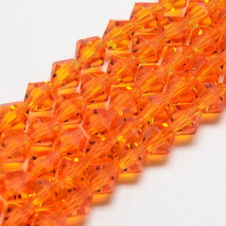 Pandahall Glasperler Krystal Perler, Austrian Crystal, orange, Bicones, 3x3mm