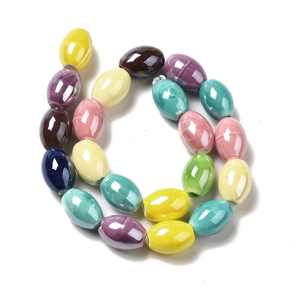 Pandahall Glasperler Porcelæns perler, farve mix, 11x14 mm