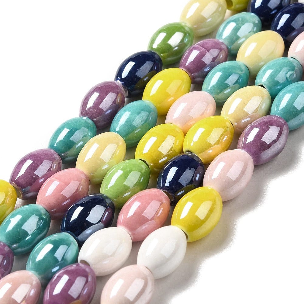 Pandahall Glasperler Porcelæns perler, farve mix, 11x14 mm