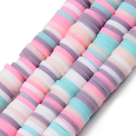 Pandahall Heishi perler 6 mm Fimo Heishi, Mix pastel farver