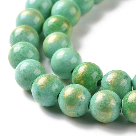Pandahall Jade 8 mm jade med guld noter/glimmer i perler