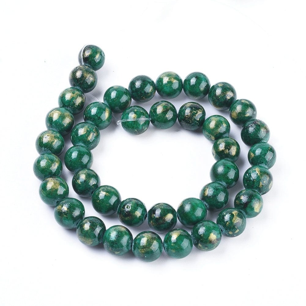 Pandahall Jade Jade Med Guld Glimmer, Grøn, 4 mm