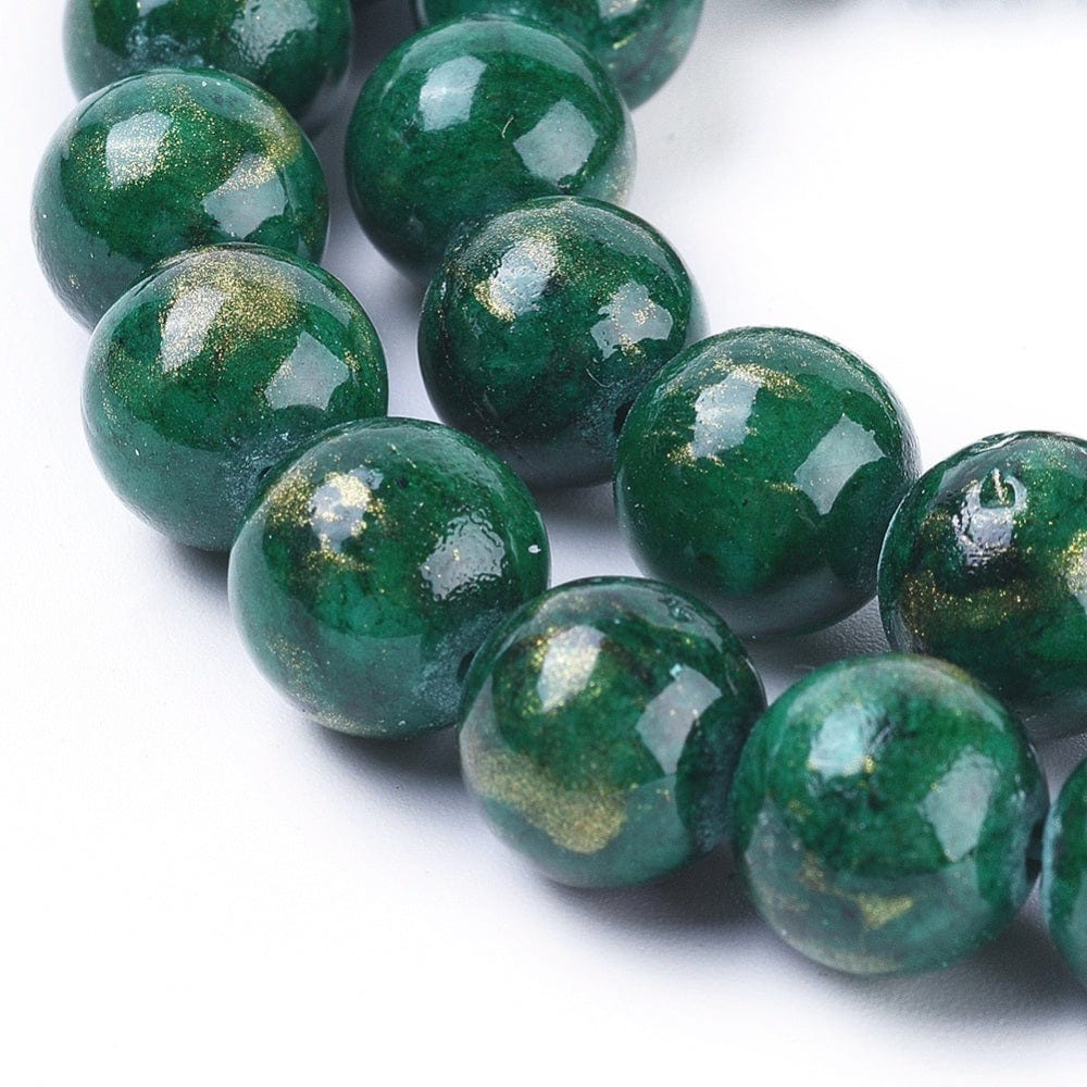 Pandahall Jade Jade Med Guld Glimmer, Grøn, 4 mm