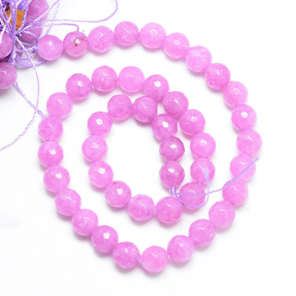 Pandahall Jade Jade perler, pink, facetteret, 10mm