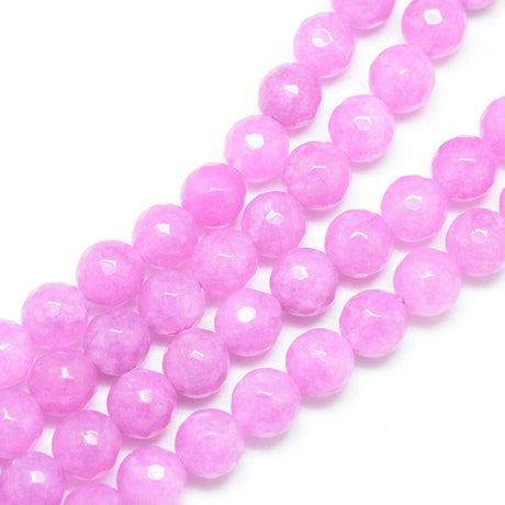 Pandahall Jade Jade perler, pink, facetteret, 10mm