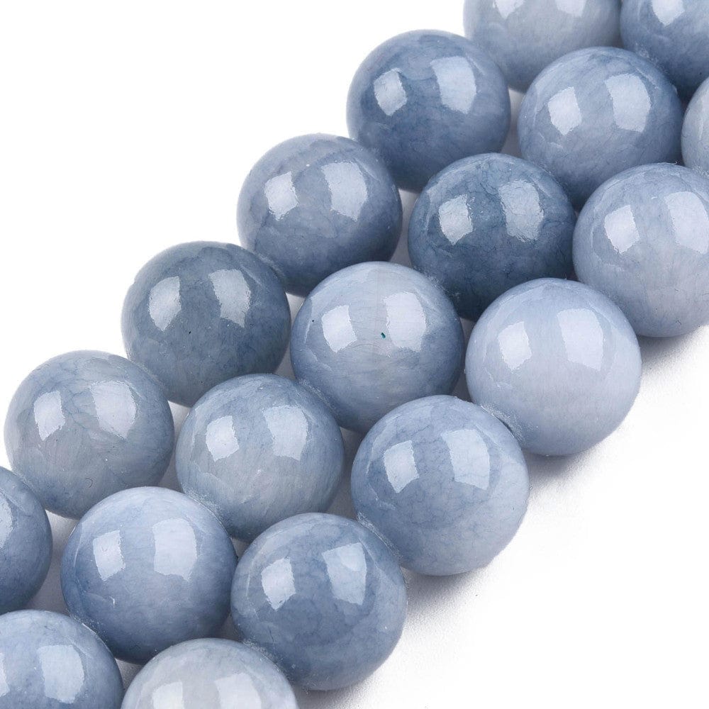 pandahall Jade Jade perler, stål blå, 10 mm