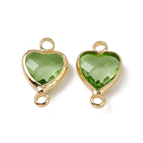 Pandahall Mellemled/links 2 stk  hjerte mellemled med grønt glas