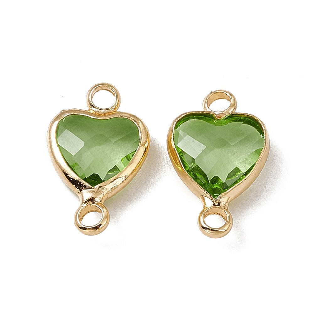 Pandahall Mellemled/links 2 stk  hjerte mellemled med grønt glas