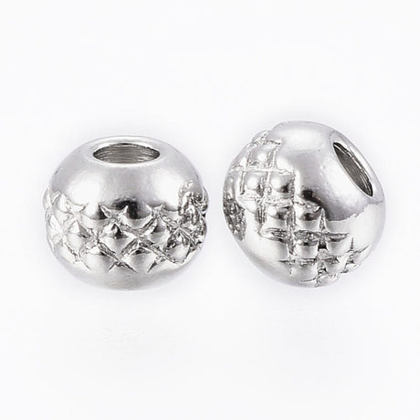 Pandahall Metal perler 4x3 mm Stål perler med flot mønster, 10 stk.