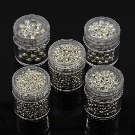 Pandahall Metal perler 5 glas med perler, forsølvet 2~5mm