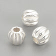 Pandahall Metal perler 6 stk. forsølvet perler med riller (3x2,5 mm)