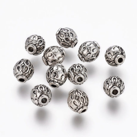 Pandahall Metal perler Antik Sølv, Metal perler str. 6 mm, 50 stk.