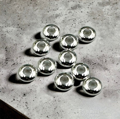Pandahall Metal perler Forsølvet Messing Perler, 6x2 mm, 10 Stk