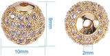 Pandahall metal perler Kubisk zirkonia forgyldt metal perler, 9-10mm