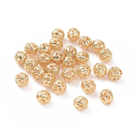 Pandahall Metal perler Messing perler med mønster str. 4 mm , 10 stk.