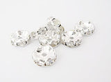 Pandahall Metal perler Rondeller med klar sten, forsølvet, 10mm, 25 stk