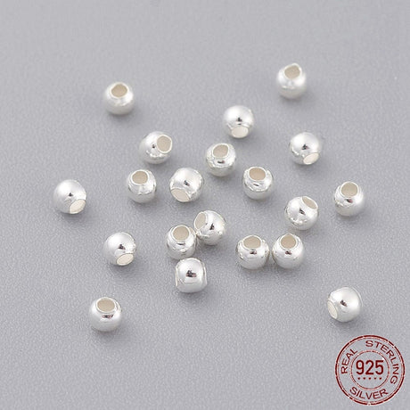 Pandahall Metal perler Sterling sølv/925 perler, 2 mm, 10 stk