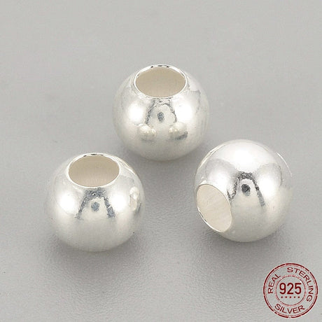 Pandahall metal perler Sterling sølv/925 perler, 4x3,5mm, 50 stk
