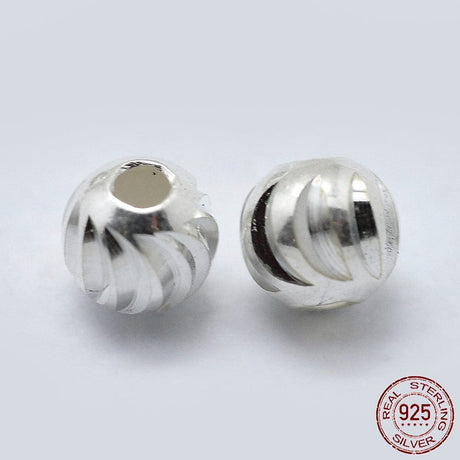 Pandahall metal perler Sterling Sølv Perler Med Mønster, 4x3 mm, 10 Stk
