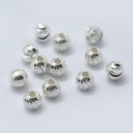 Pandahall metal perler Sterling Sølv Perler Med Mønster, 4x3 mm, 10 Stk