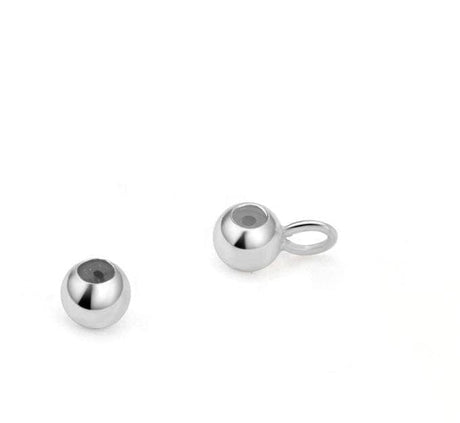 Pandahall metal perler Stopper Perler Med Øje, Sterling Sølv 925, 2,6 mm, 4 stk.