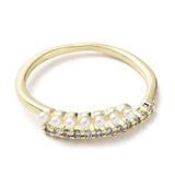 Pandahall Ring Forgyldt  justerbar ring med zirkonia sten og perler