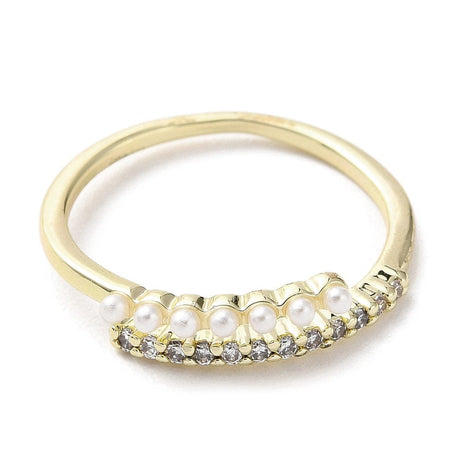 Pandahall Ring Forgyldt  justerbar ring med zirkonia sten og perler