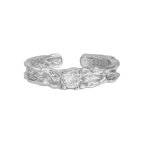 Pandahall Ring Justerbar Ring Med Organisk Look, 925/Sterling Sølv