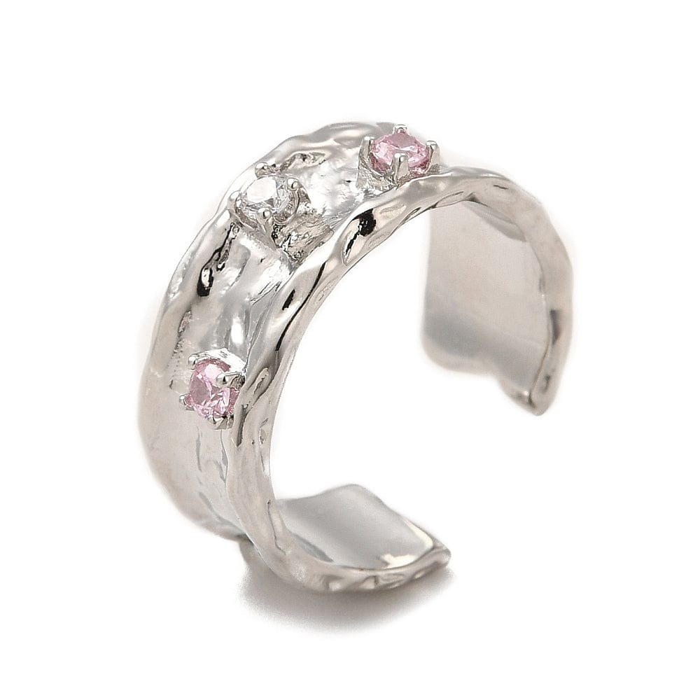 Pandahall Ring Justerbar ring med rosa/klare zirkonia sten