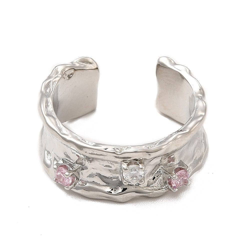 Pandahall Ring Justerbar ring med rosa/klare zirkonia sten