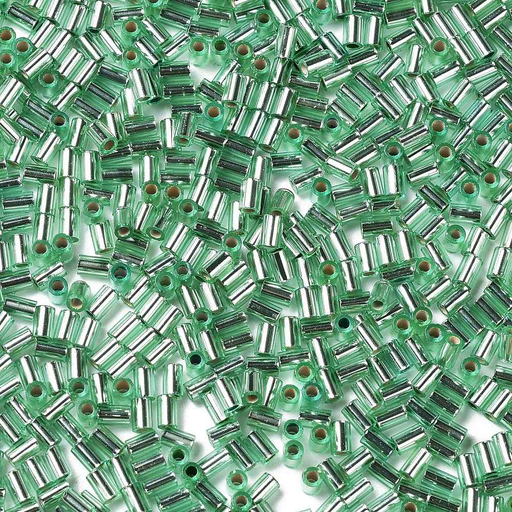 Pandahall seed beads Glasperler, metallic grøn, Rørformet, 3,5x2,5 mm, 20 gram