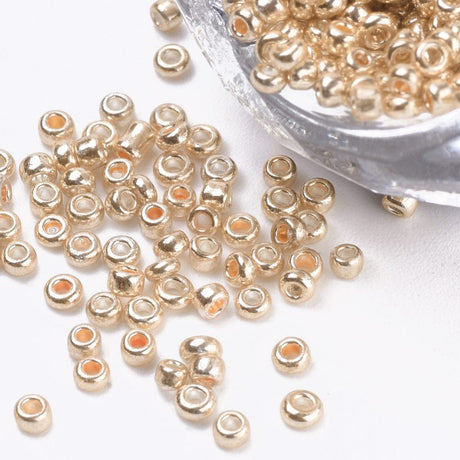 Pandahall seed beads Seed Beads, beige guld, 2mm