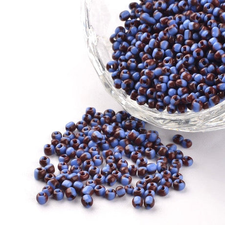 Pandahall seed beads Seed beads, blå/brun, stribet, 2mm, 20 gr.