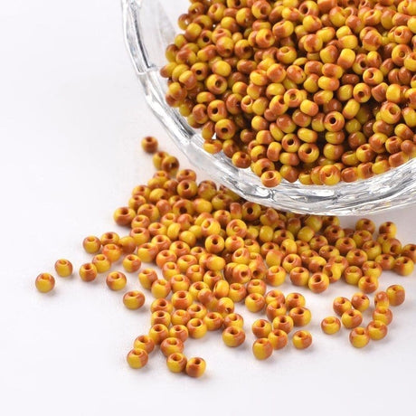 Pandahall seed beads Seed beads, gul, stribet, 2mm 20gr