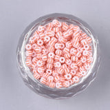 Pandahall seed beads Seed Beads, To-Farvet hvid/Rød, 3-3,5x2-2,5mm