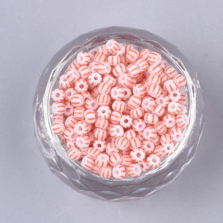 Pandahall seed beads Seed Beads, To-Farvet hvid/Rød, 3-3,5x2-2,5mm