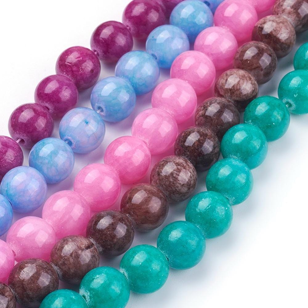 Pandahall storkøbsvarer 10 mm Jade perler, ass. farver... 10 HELE STRENGE