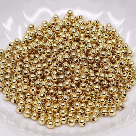 Pandahall storkøbsvarer Forgyldte perler str. 3 mm, 100 stk (STOR KØB)