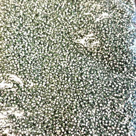 Pandahall storkøbsvarer Seed beads, grøn/hvid, stribet, 2 mm, 450 gr