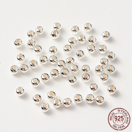 Pandahall storkøbsvarer Sterling sølv/925 perler, 2 mm, 50 stk