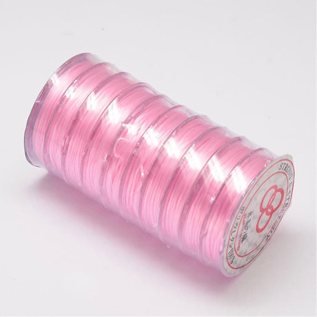 Pandahall Tråd etc Farvet Elastiksnor, rosa, 0,8mm, 10 meter