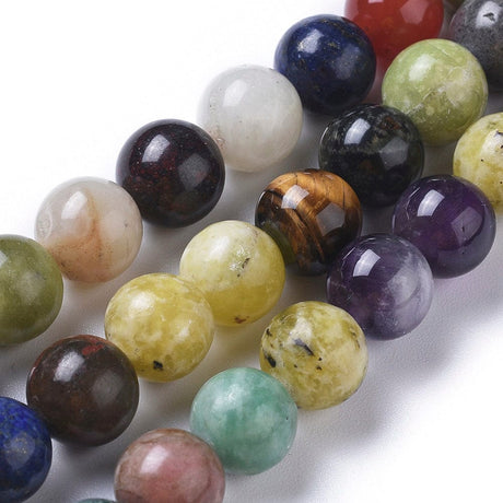 Pandawhole Ass. perler og sten Natursten Mix, Runde, 8 mm