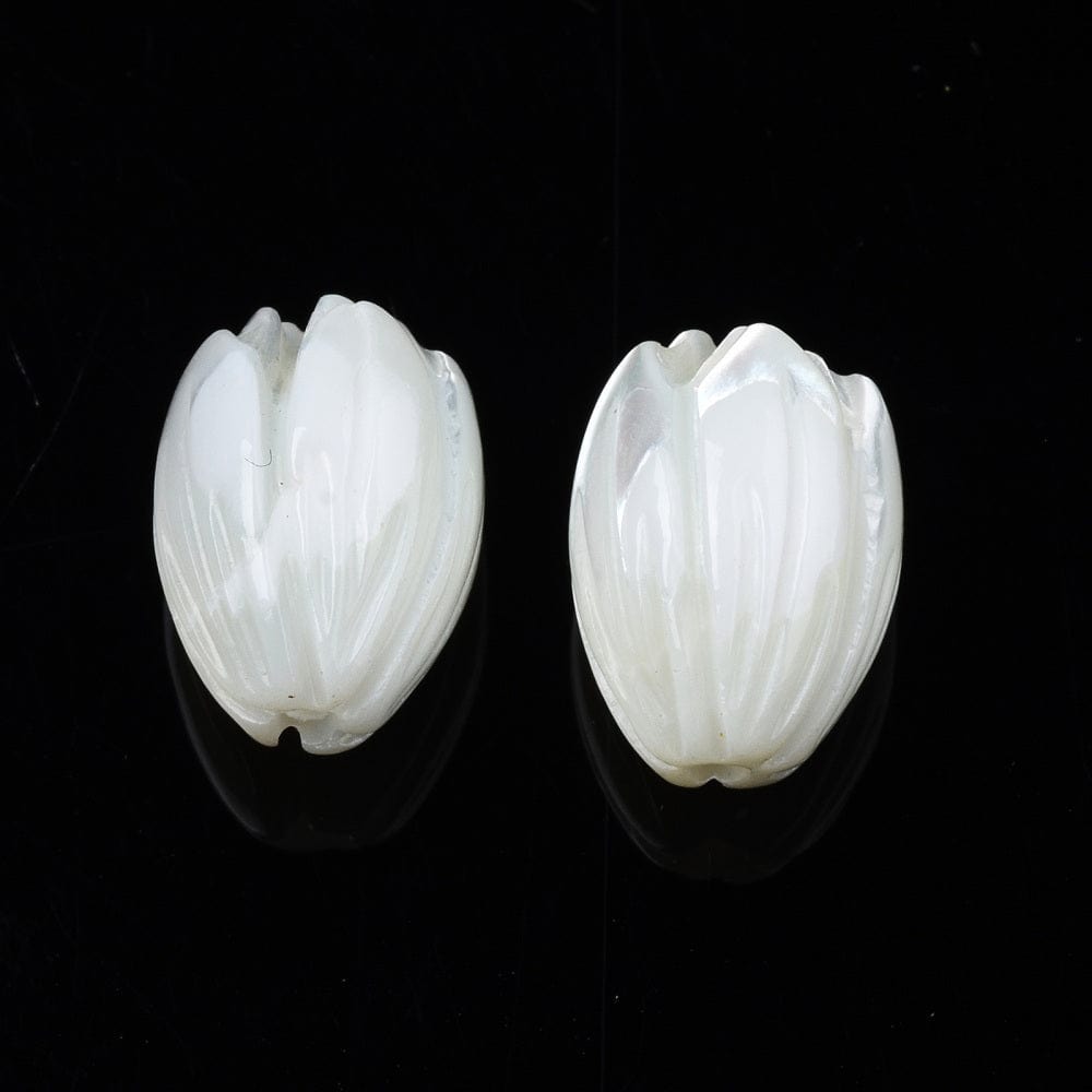 Pandahall Enkelt perler og sæt Smukkeste shell blomster str. 10x7,5 mm, 2 stk.