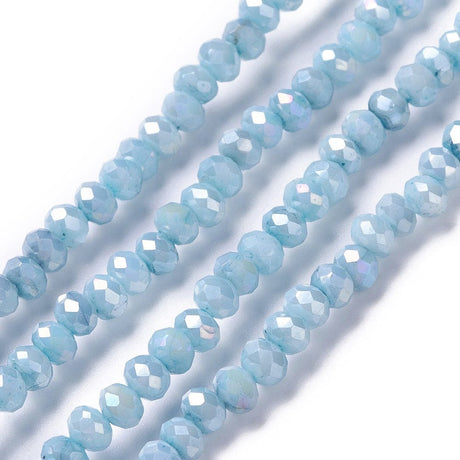Pandawhole Glasperler Glas perler, rondel formet str 4x2 mm, blå